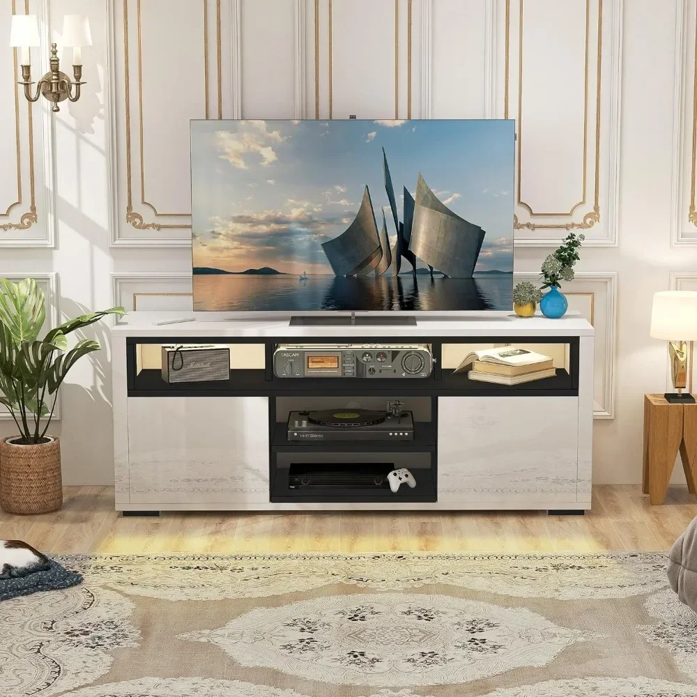 Gaming Console Entertainment Center - # สําหรับขาตั้งทีวี LED ที่ทันสมัย 55