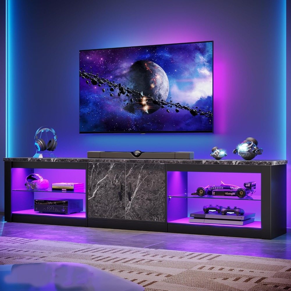 Gaming Console Entertainment Center - ขาตั้งทีวีขนาด 80 นิ้ว สำหรับทีวีขนาด 75-86 นิ้ว,