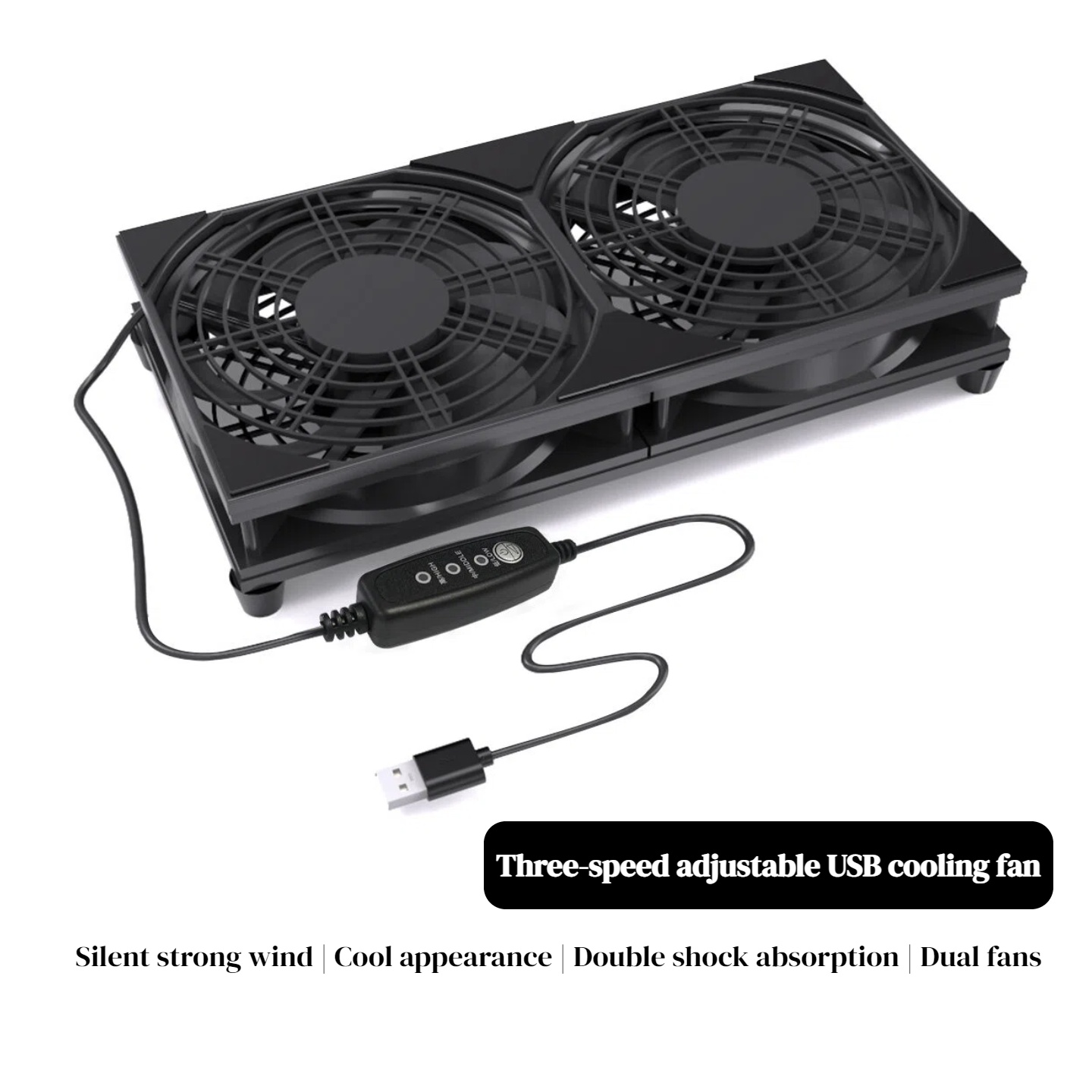 Gaming Console And Pc - พัดลมระบายความร้อนแบบ USB คู่ พร้อมระบบควบคุมความเร็ว 3 ระดับ