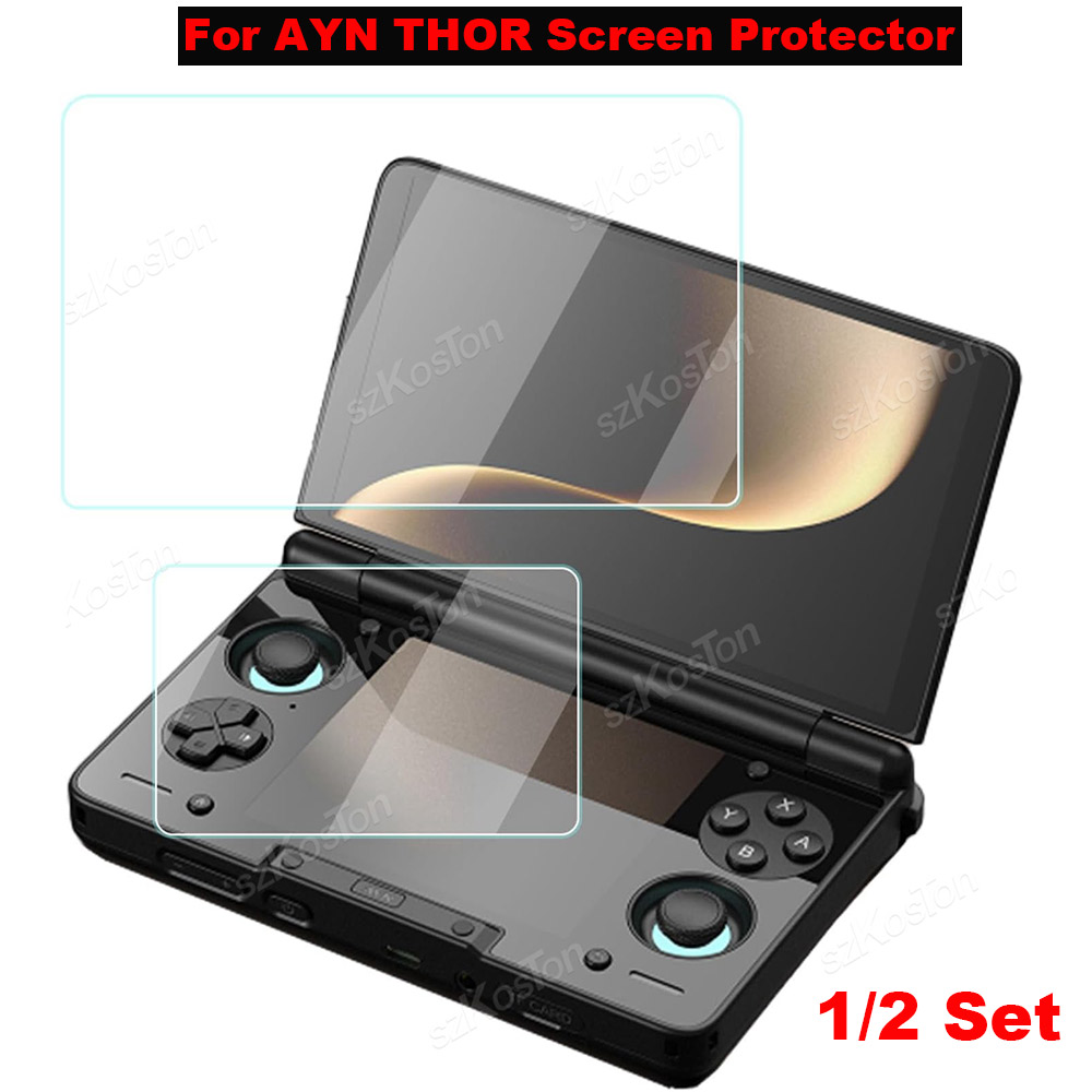 Gaming Console Buttons - 2in1 สำหรับ AYN THOR ฟลิปคอนโซลเกมจอคู่กระจกนิรภัยป้องกันรอยขีดข่วนสำหรับ AYN
