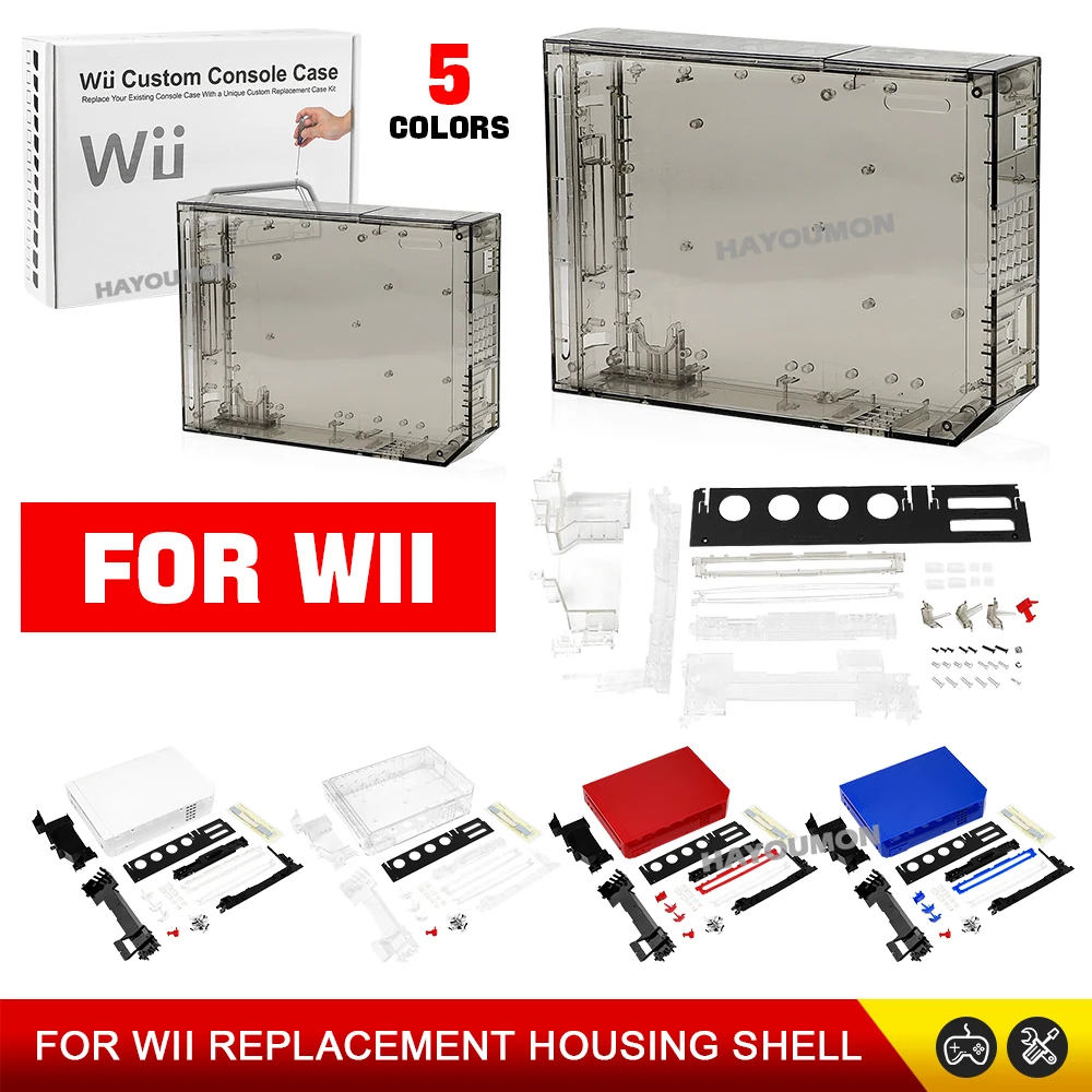 Gaming Console Buttons - ชุดอัพเกรดใหม่ TRN สีดำสำหรับ WII ชุดเปลี่ยนเคสตัวเครื่องพร้อมปุ่มสำหรับเครื่องเล่นเกม WII