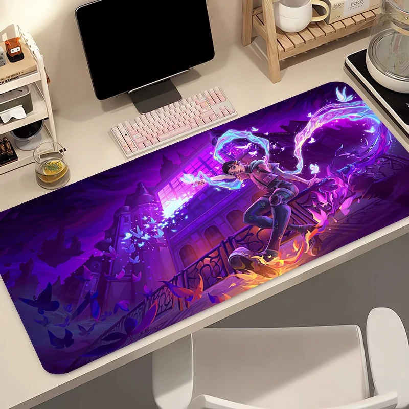 Pad Gaming Console - แผ่นรองเมาส์เกมเมอร์คอมพิวเตอร์อะนิเมะพีซี วาโลแรนท์ โคลฟแผ่นรองเมาส์ วาร์มิโล บัตเตอร์ฟลาย โลโก้แผ่นรองคีย์บอร์ดอุปกรณ์เสริมสำหรับเล่นเกมแผ่นรองเม้าส์ตั้งโต๊ะ