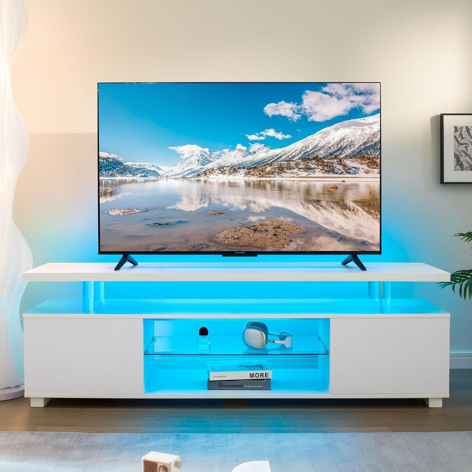 ตู้วางทีวี LED สีขาว พร้อมที่เ - Gaming Console Entertainment Center บทวิจารณ์และราคา