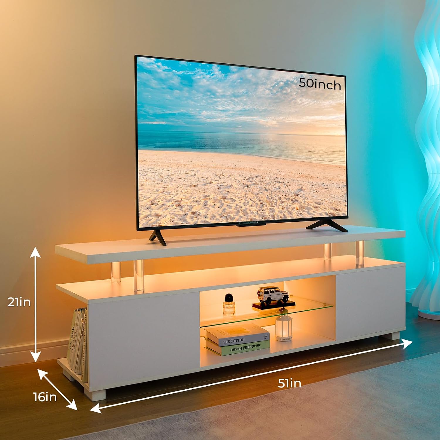 ตู้วางทีวี LED สีขาว พร้อมที่เ - Gaming Console Entertainment Center บทวิจารณ์และราคา