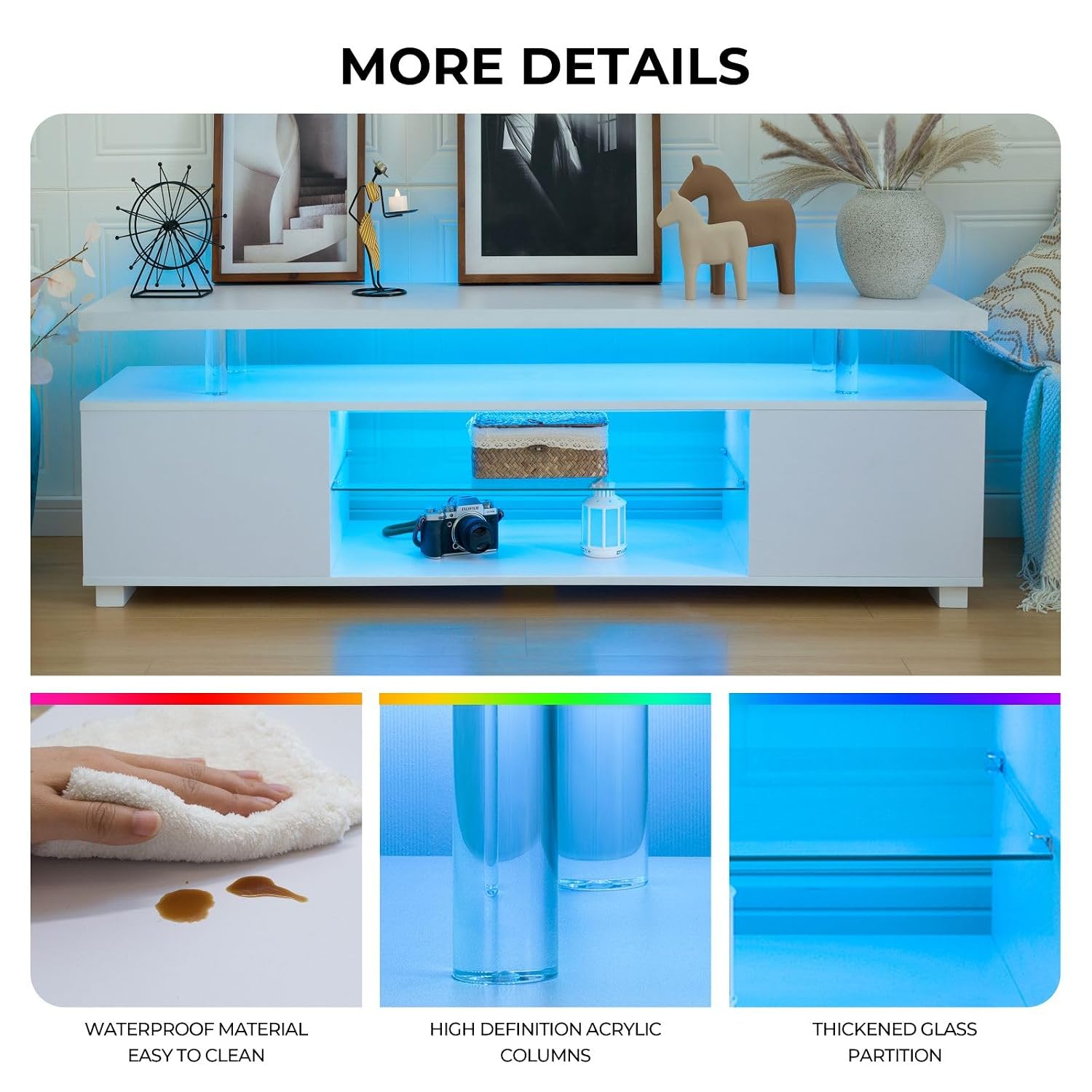 ตู้วางทีวี LED สีขาว พร้อมที่เ - Gaming Console Entertainment Center บทวิจารณ์และราคา