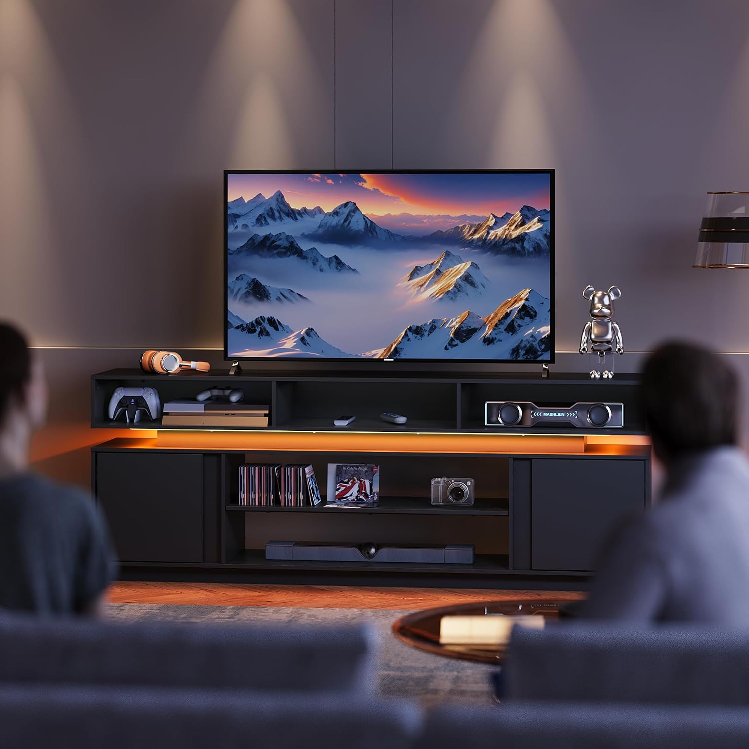 ชั้นวางทีวีทันสมัยขนาด 75 นิ้ว - Gaming Console Entertainment Center บทวิจารณ์และราคา