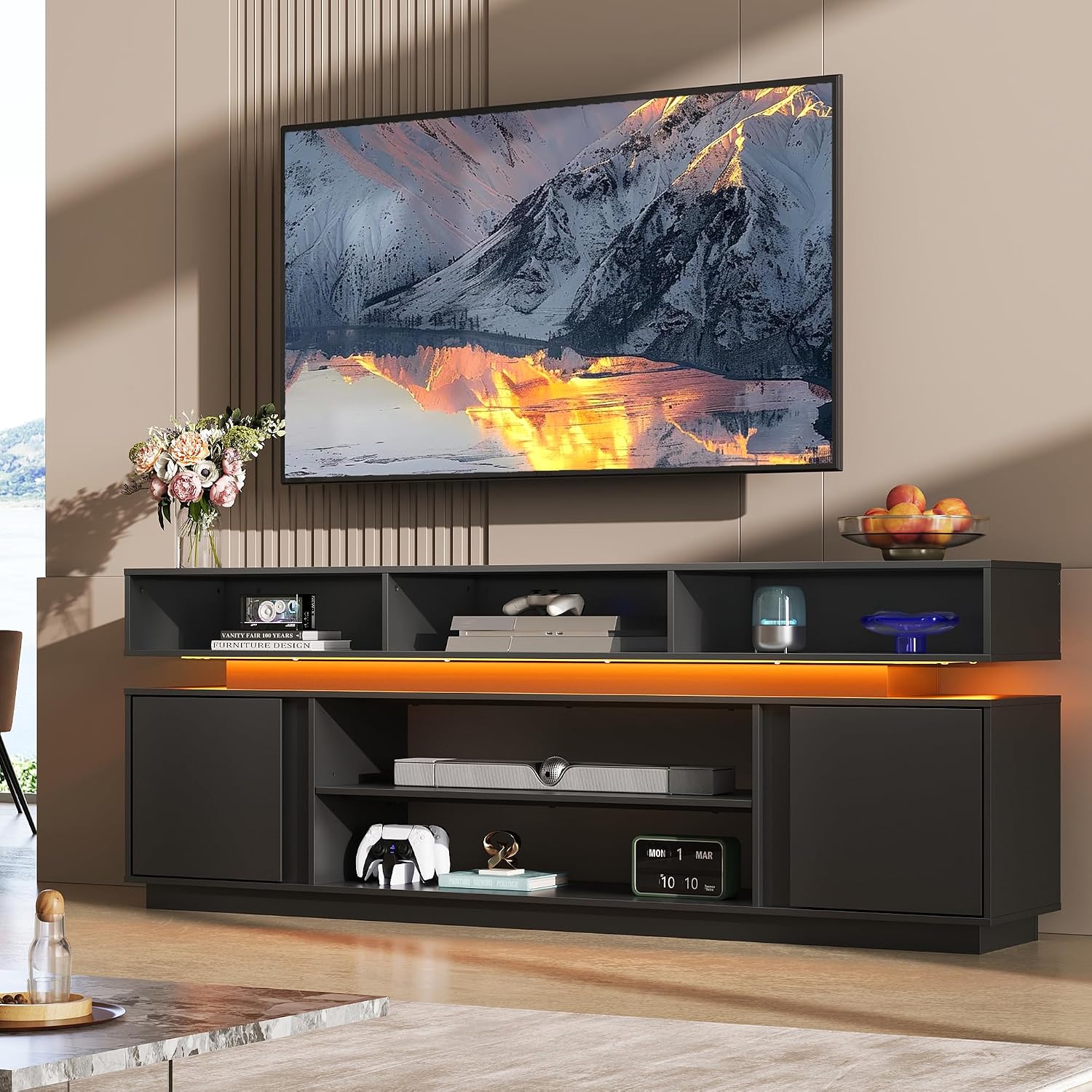 ชั้นวางทีวีทันสมัยขนาด 75 นิ้ว - Gaming Console Entertainment Center บทวิจารณ์และราคา