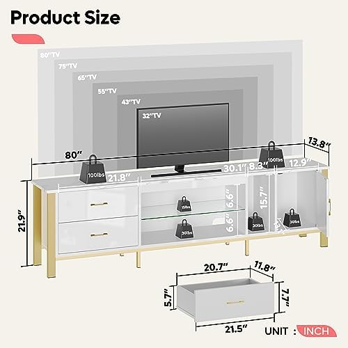 ขาตั้งทีวีสำหรับทีวีขนาด 75/80 - Gaming Console Entertainment Center บทวิจารณ์และราคา